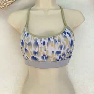 Alo Yoga Spark Cheetah Lime Gray Sports Bra.